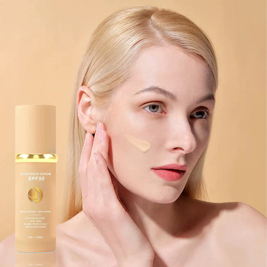 4-In-1 Foundation Liquid Makeup 4 in 1 Foundation Light Spectrum Sunscreen Serum Liquid Hydrating Full Coverage Concealer SPF 50