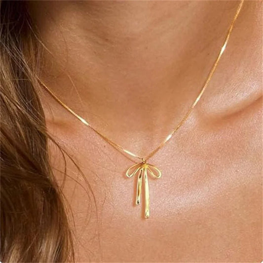 Bow Necklace Gold Plated Choker