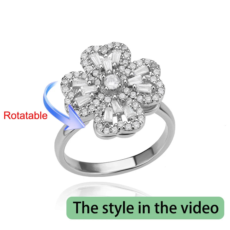  Gold Four Clover Rotating Anxiety Ring – Adjustable Stress Relief Jewelry