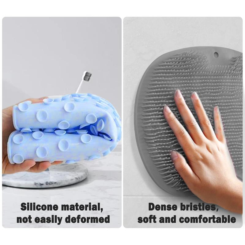 1 Count Exfoliating Shower Massage Scraper, Non-Slip Silicone Body Brush in Blue Hue for Spa-Like Bath