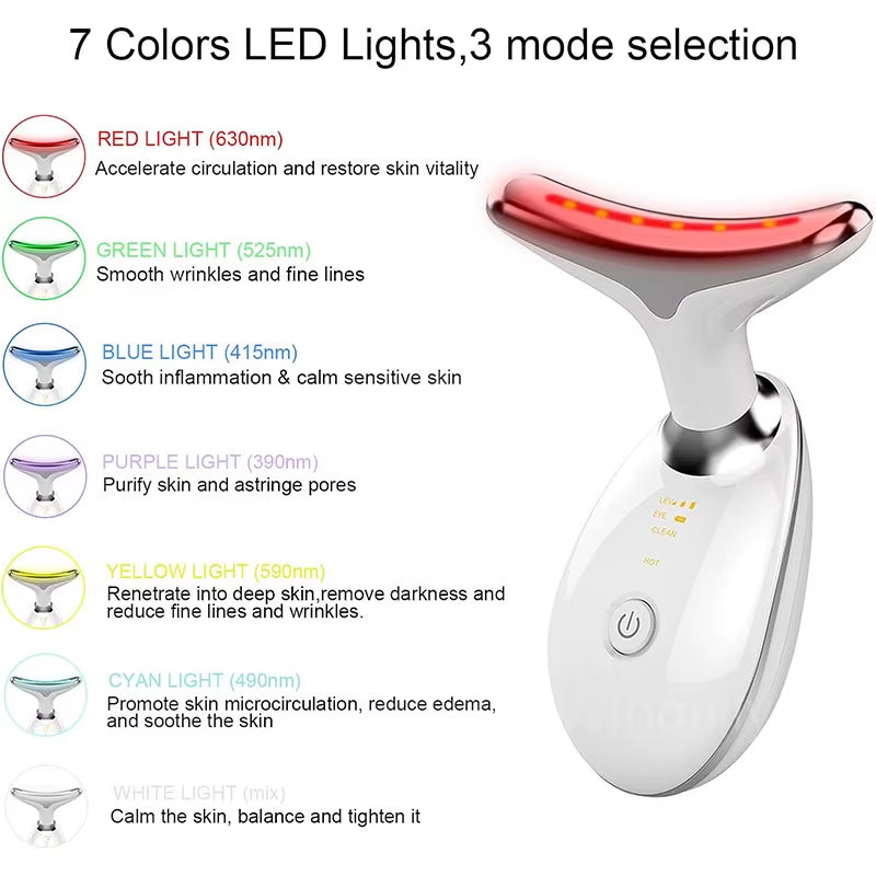 Face Lift 7 Colors Neck Beauty Neck Device Slim Massager Facial Lifting Tightening Face Wrinkle Remover Face Care Beauty Machine