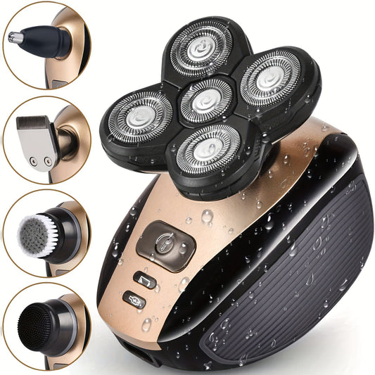 5-in-1 Waterproof Electric Shaver for Men – Rechargeable Grooming Kit