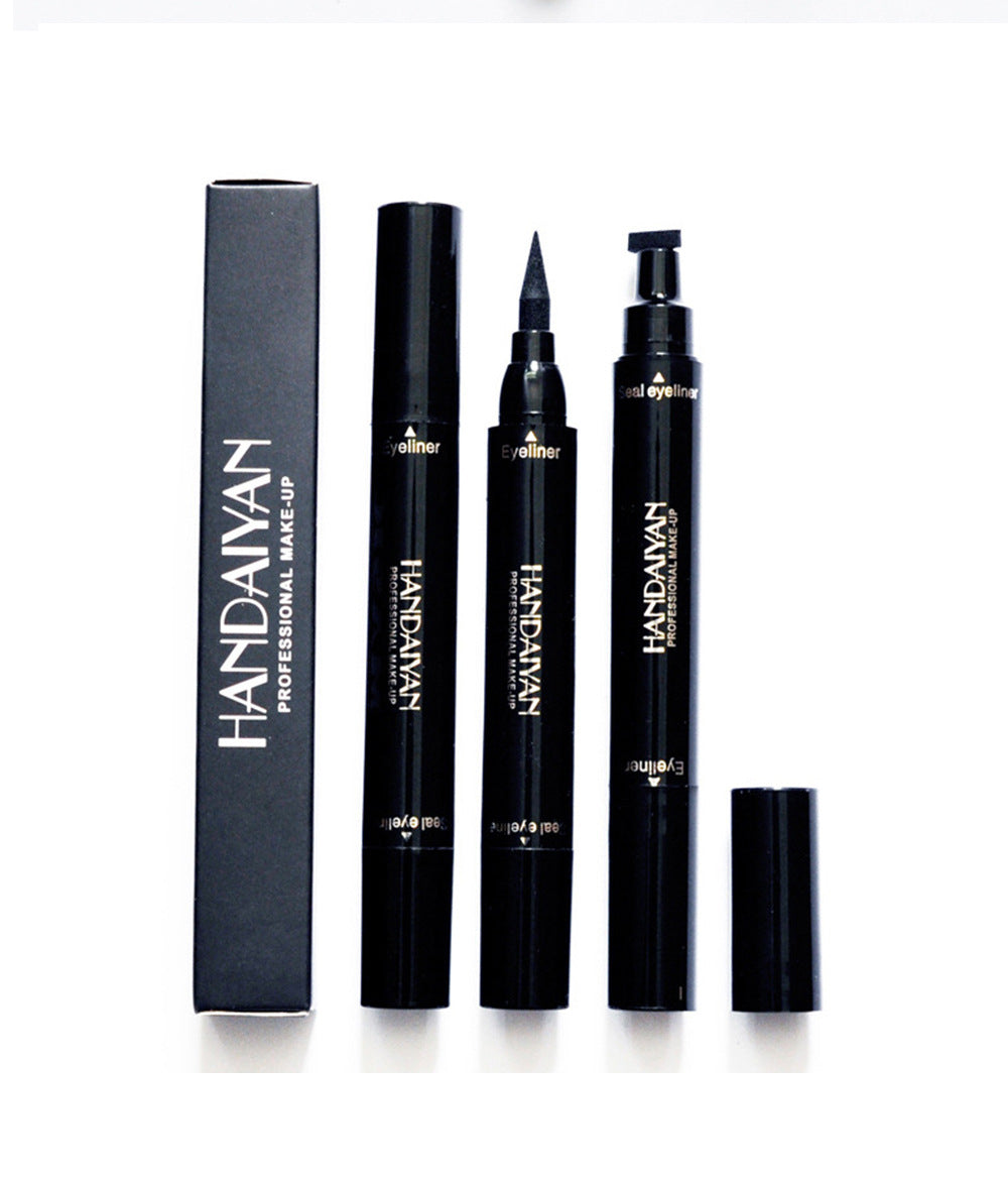 Big Seal Stamp Liquid Eyeliner Pen Waterproof Fast Dry Black Eye Liner Pencil with Eyeliner Cosmetic Double-Ended Eyeliner