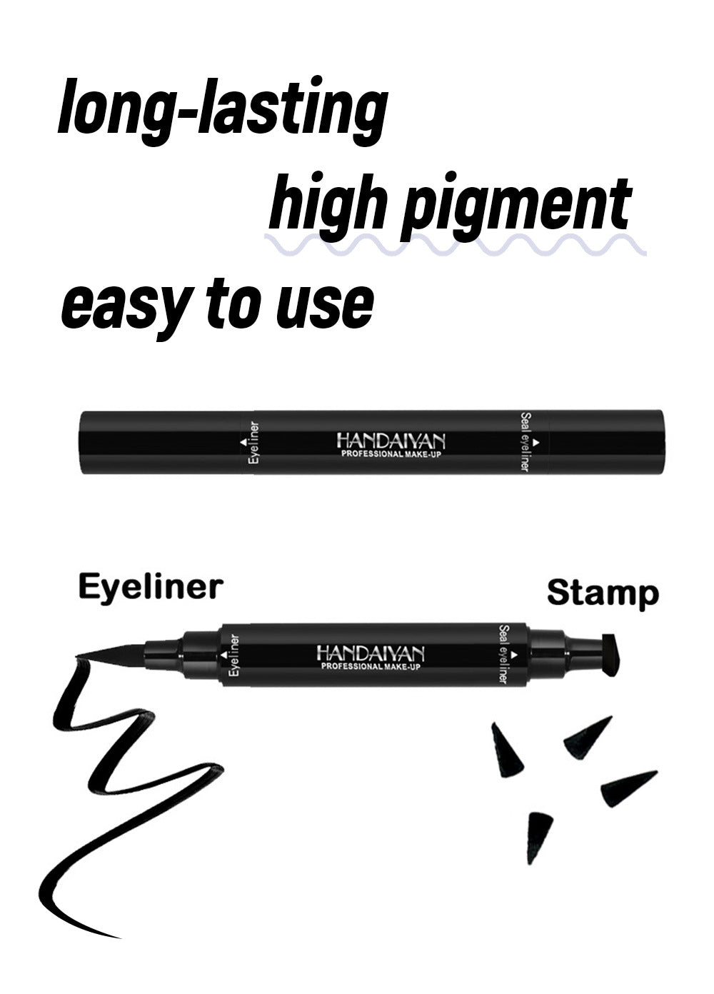 Big Seal Stamp Liquid Eyeliner Pen Waterproof Fast Dry Black Eye Liner Pencil with Eyeliner Cosmetic Double-Ended Eyeliner
