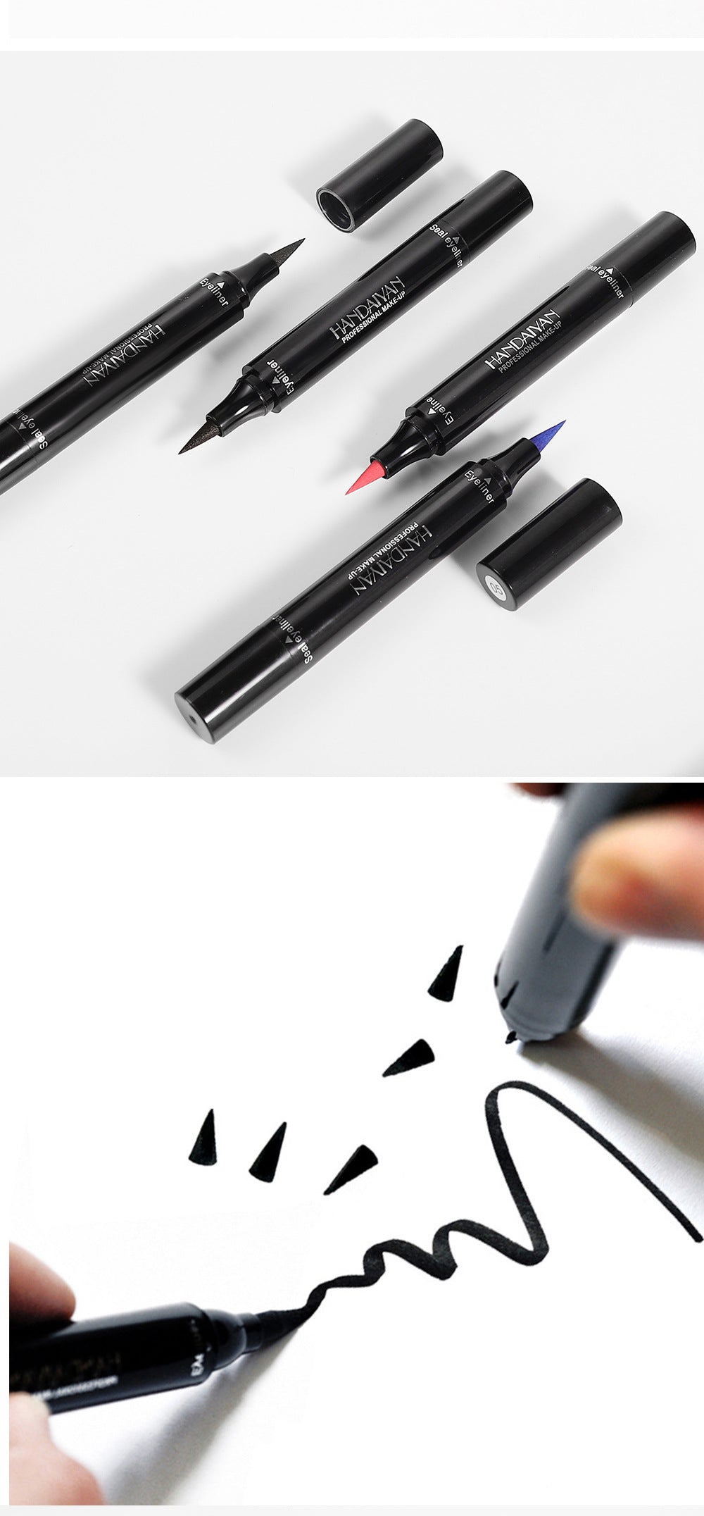 Big Seal Stamp Liquid Eyeliner Pen Waterproof Fast Dry Black Eye Liner Pencil with Eyeliner Cosmetic Double-Ended Eyeliner