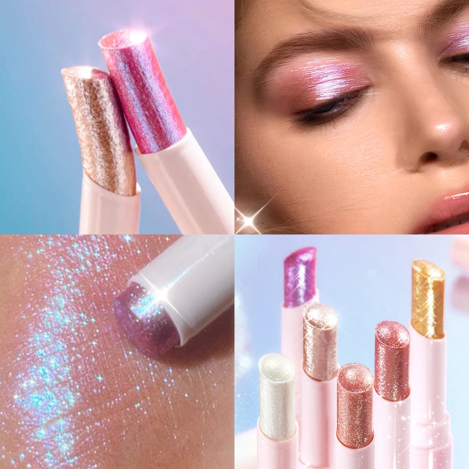 Jelly Eyeshadow Highlight Stick, Glitter Shimmer Long-Lasting High Pigment, Valentine'S Day Party Beach Travel Holiday
