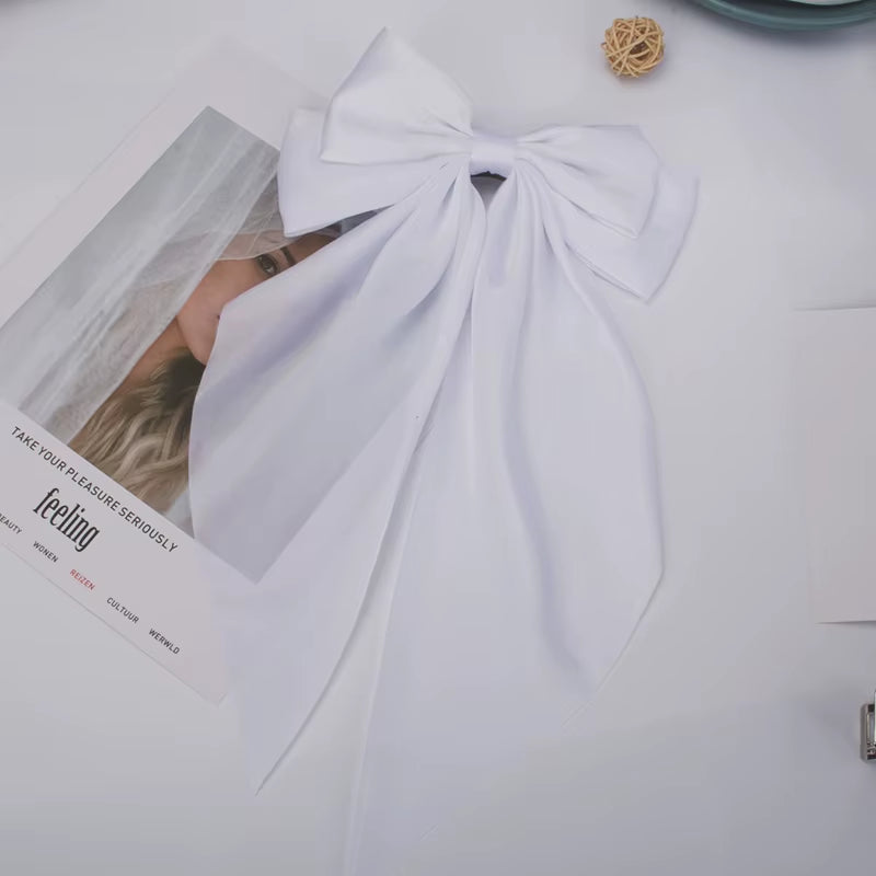 Bow Ribbon Hair Clip for Women Bowknot Barrettes Girls Solid Stain Spring Ponytail Clip Headband Hair Accessories Headwear Gift