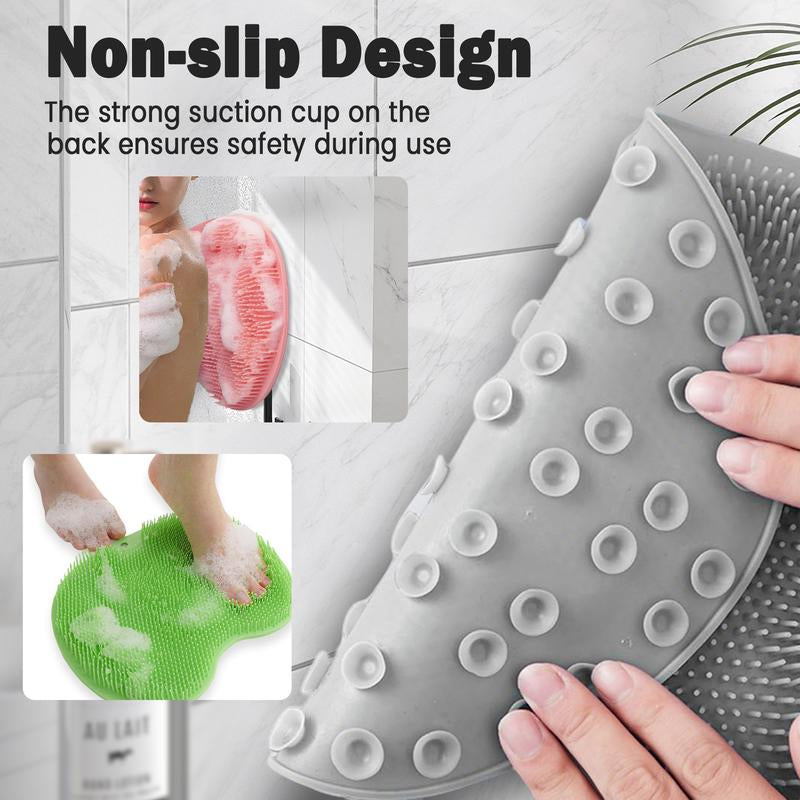 1 Count Exfoliating Shower Massage Scraper, Non-Slip Silicone Body Brush in Blue Hue for Spa-Like Bath