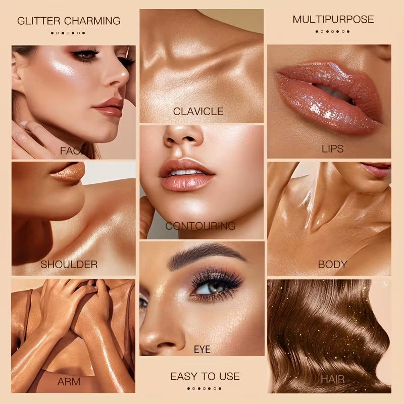 3Color Polvo De Hadas Fairy Dust Highlight Patting Shining Powder Full Body Silhouette and Collarbone Suitable for Face and Eyes