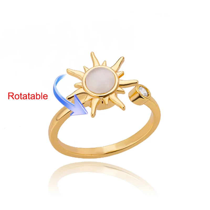  Gold Four Clover Rotating Anxiety Ring – Adjustable Stress Relief Jewelry