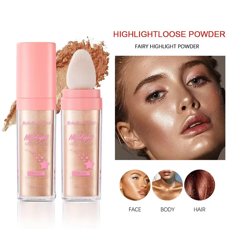 Fairy Dust 3-Color Highlighter Powder – Shimmer Glow for Face & Body